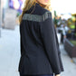 Holiday Ready Black Shoulder Tassel Fringe Blazer