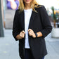 More To Love Black Notched Lapel Ruched Sleeve Blazer