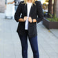 More To Love Black Notched Lapel Ruched Sleeve Blazer