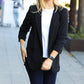 More To Love Black Notched Lapel Ruched Sleeve Blazer