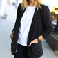 More To Love Black Notched Lapel Ruched Sleeve Blazer