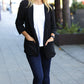 More To Love Black Notched Lapel Ruched Sleeve Blazer