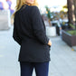 More To Love Black Notched Lapel Ruched Sleeve Blazer