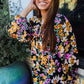 Boho Vibes Notch Tie Neck Floral Print Long Sleeve Blouse