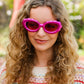Fuchsia Oval Cat Eye Scalloped Sunglasses