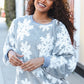 Season Greetings Silver Puffy Snowflake Sherpa Pullover