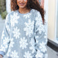 Season Greetings Silver Puffy Snowflake Sherpa Pullover