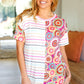 Always Fun Ivory & Fuchsia Stripe and Crochet Print Top