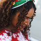Santa Present Charms & Rhinestone Top Knot Holiday Headband