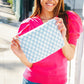 Blue & White Checker Cloth/Knit Travel Bag
