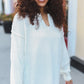 Lock Eyes Ivory Notched Neck With Patch Oversized Sweater