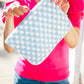 Blue & White Checker Cloth/Knit Travel Bag