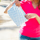 Blue & White Checker Cloth/Knit Travel Bag