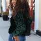 Under the Lights Green Velvet & Sequin Frill Mock Neck Top