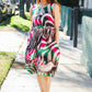 Be Bold Ivory & Green Animal Stripe Bow Tie Korean Silk Dress