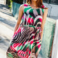 Be Bold Ivory & Green Animal Stripe Bow Tie Korean Silk Dress