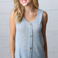 Light Blue Two Tone Button Down Sleeveless Top