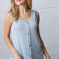 Light Blue Two Tone Button Down Sleeveless Top