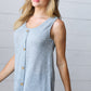 Light Blue Two Tone Button Down Sleeveless Top