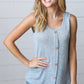Light Blue Two Tone Button Down Sleeveless Top