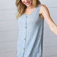 Light Blue Two Tone Button Down Sleeveless Top