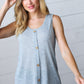 Light Blue Two Tone Button Down Sleeveless Top