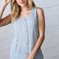 Light Blue Two Tone Button Down Sleeveless Top