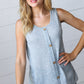 Light Blue Two Tone Button Down Sleeveless Top