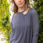 Cement Cold Shoulder Cut Out Long Knit Top