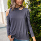 Cement Cold Shoulder Cut Out Long Knit Top
