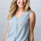 Light Blue Two Tone Button Down Sleeveless Top