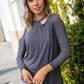 Cement Cold Shoulder Cut Out Long Knit Top