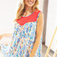 Coral Jacquard Lace Ethnic Print Tank Top