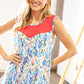 Coral Jacquard Lace Ethnic Print Tank Top