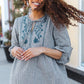Beautiful You Dark Green Cotton Plaid Embroidered Back Button Top