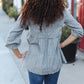 Beautiful You Dark Green Cotton Plaid Embroidered Back Button Top