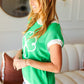 Lucky Kelly Green Embroidered Clover Short Sleeve Dolman Sweater