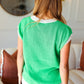 Lucky Kelly Green Embroidered Clover Short Sleeve Dolman Sweater