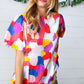 Multicolor Print Frilled Mock Neck Puff Sleeve Top