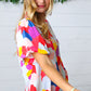Multicolor Print Frilled Mock Neck Puff Sleeve Top
