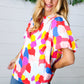 Multicolor Print Frilled Mock Neck Puff Sleeve Top
