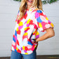 Multicolor Print Frilled Mock Neck Puff Sleeve Top