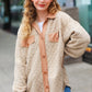 Eyes On You Taupe Quilted Knit Button Down Shacket