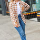 Taupe Plaid Velvet Pocket Button Down Top