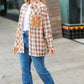 Taupe Plaid Velvet Pocket Button Down Top