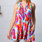 Vibrant Multicolor Abstract Sleeveless Surplice Romper