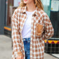 Taupe Plaid Velvet Pocket Button Down Top