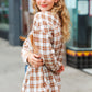 Taupe Plaid Velvet Pocket Button Down Top