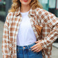 Taupe Plaid Velvet Pocket Button Down Top
