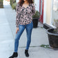 Be Bold Beige Rib Animal Print Button Placard Dolman Pullover